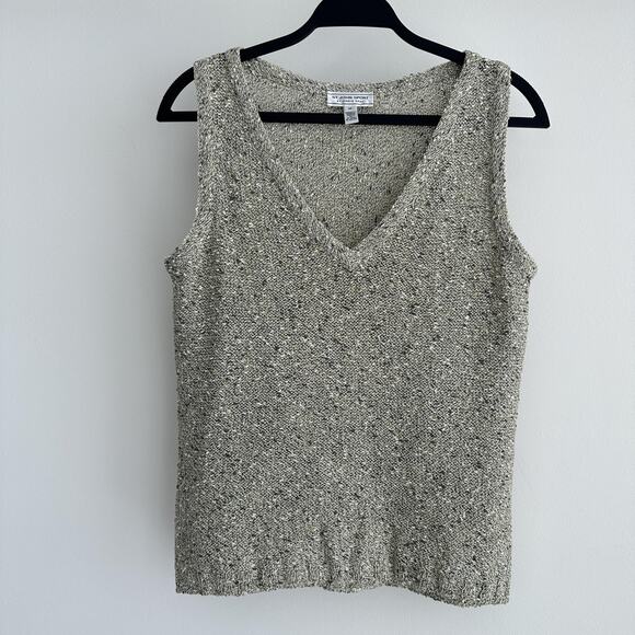 St John Sport Sweater Vest Womens Medium Gray Textured Knit Wool Boucle Tank Top - Picture 1 of 13